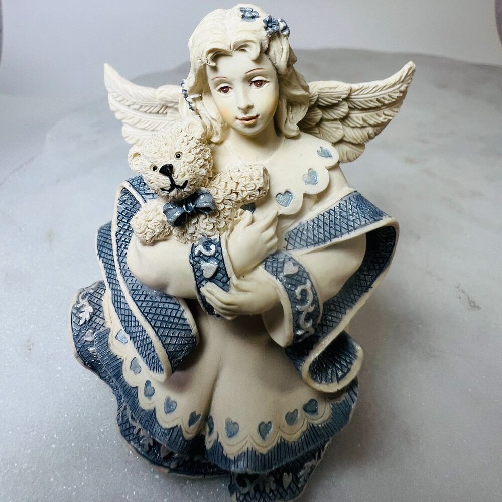 Vtg 2002 Sarahs‎ Angels Figurine  Payton Angel Teddy Bear GrannyCore BabyCore